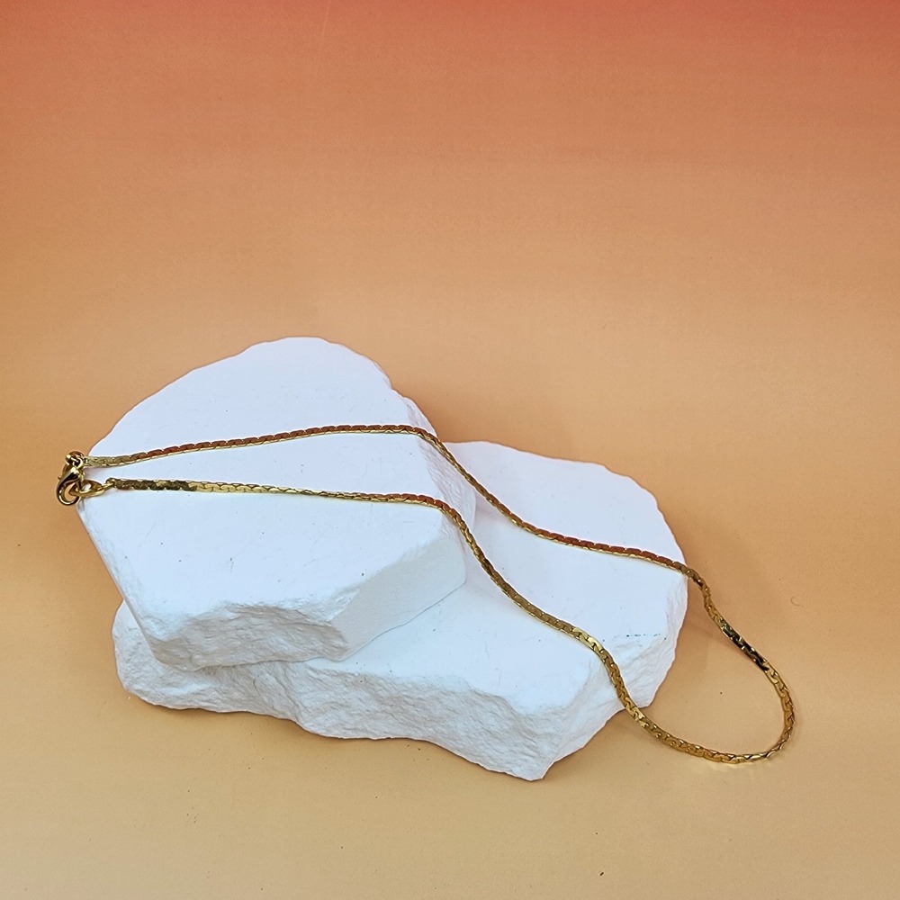 Park Lane Gold Tone Herringbone Chain Necklace Minimalist Layering Vintage Gift